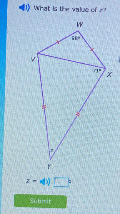 What is the value of z?
z=w()) □°
Submit