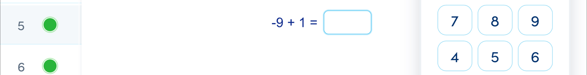 5
-9+1=□
7 8 9
4 5 6
6