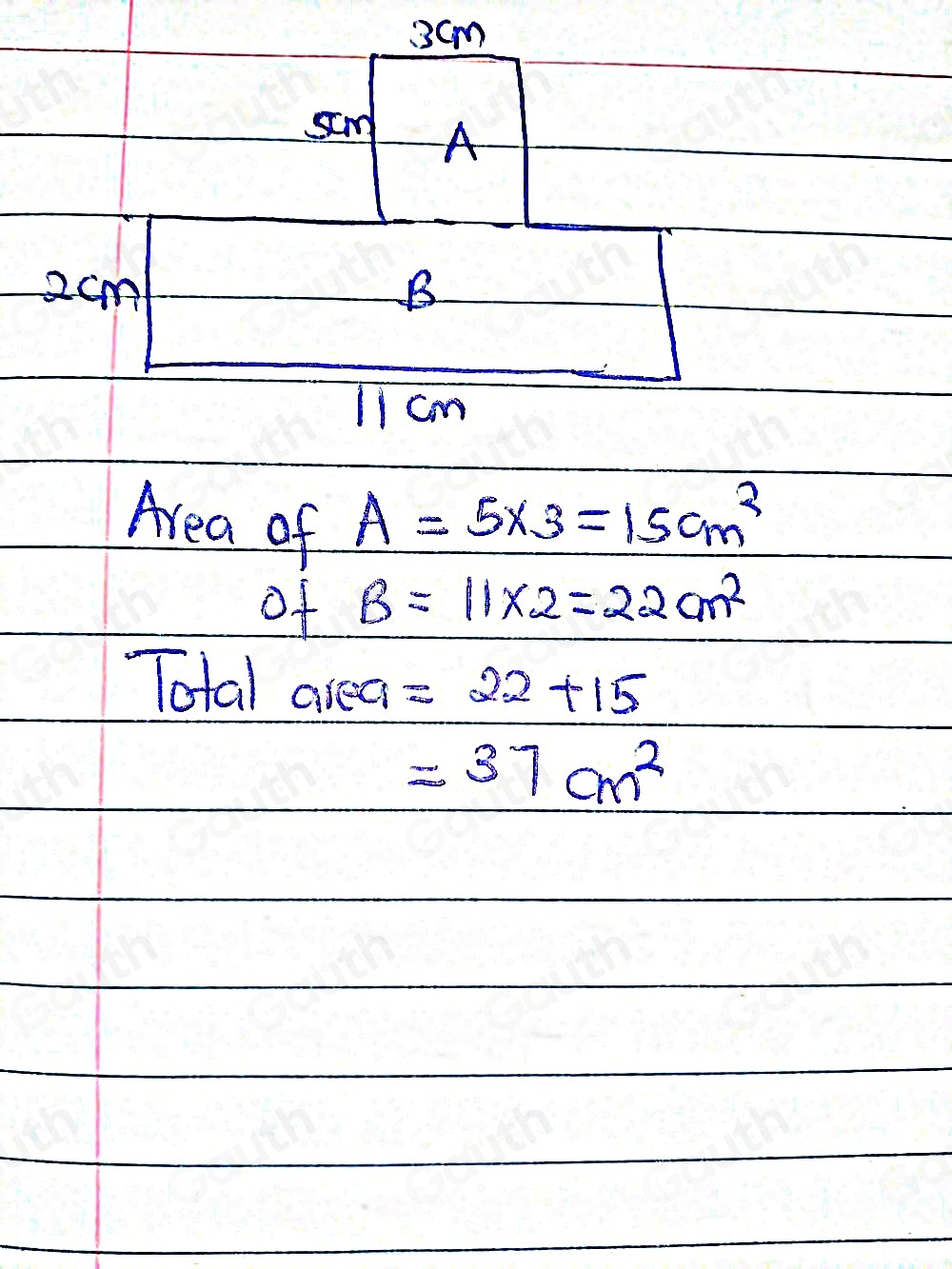 Solved: The shape below is made of two rectangles joined together. Find ...
