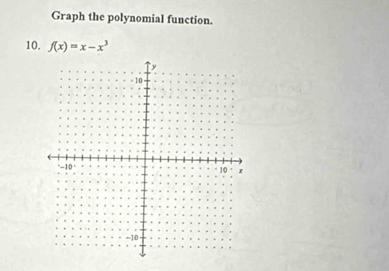 Graph the polynomial function. 
10. f(x)=x-x^3