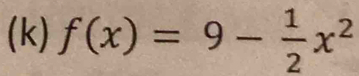 f(x)=9- 1/2 x^2