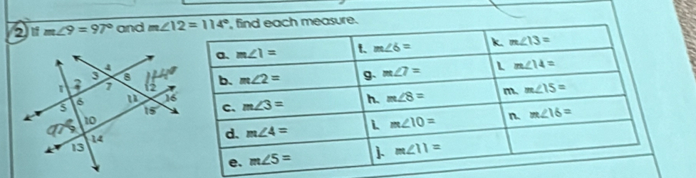 ifm∠ 9=97° and ch measure.