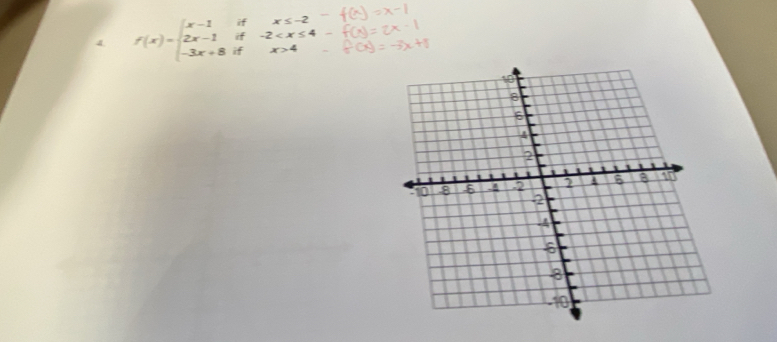 4 f(x)=beginarrayl x-1ifx≤ -2 2x-1if-2 4endarray.