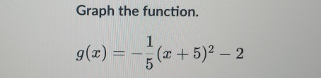 Graph the function.
g(x)=- 1/5 (x+5)^2-2