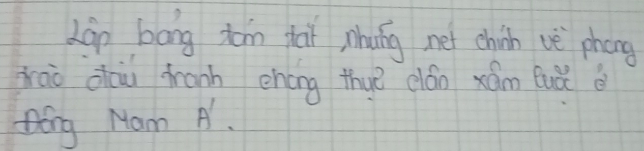 dán bong tom tai, nhung net chin vè phong 
zaè daui dranh chong thuè dlán xām quài 
tóng Mam A.