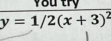 You try
y=1/2(x+3)^2