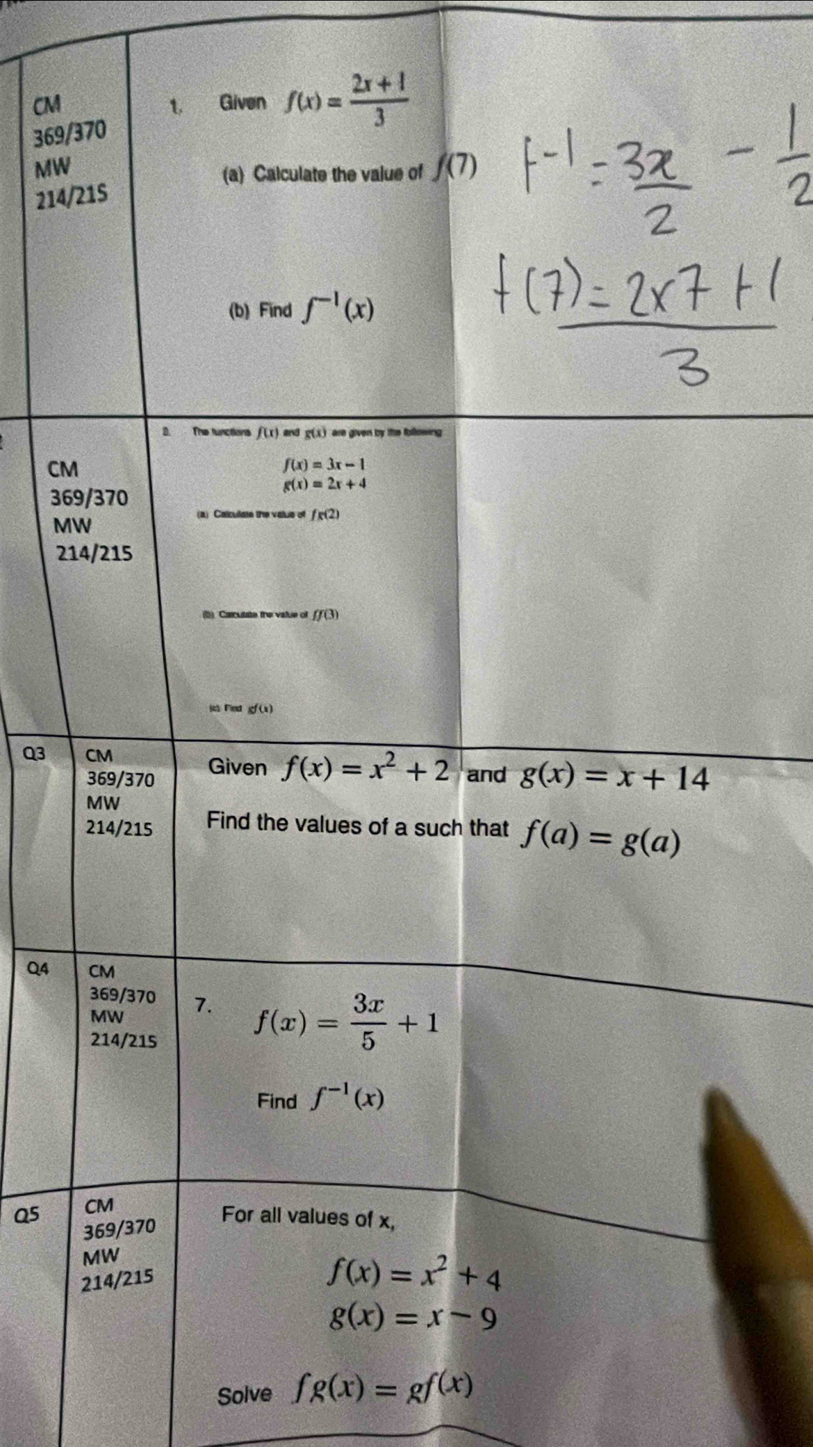 CM
369/
MW
214/
CM
36
M
2
Q3 
Q4 
Q5 
Solve fg(x)=gf(x)