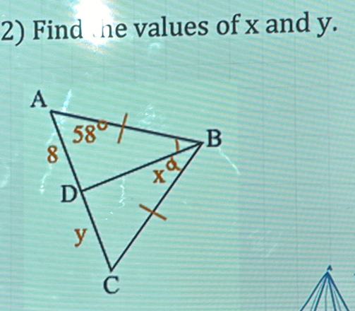 Find he values of x and y.
A