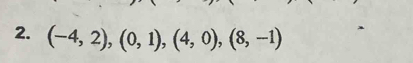 (-4,2),(0,1),(4,0), (8,-1)