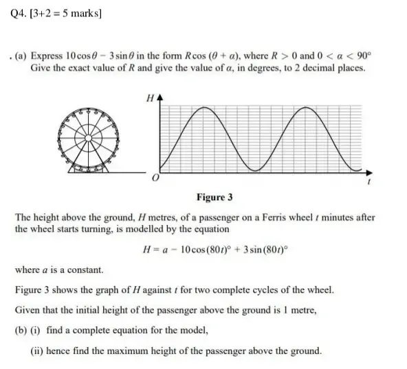 Solved: [3+2=5 marks] (a) Express 10cos θ -3sin θ in the form Rcos (θ ...