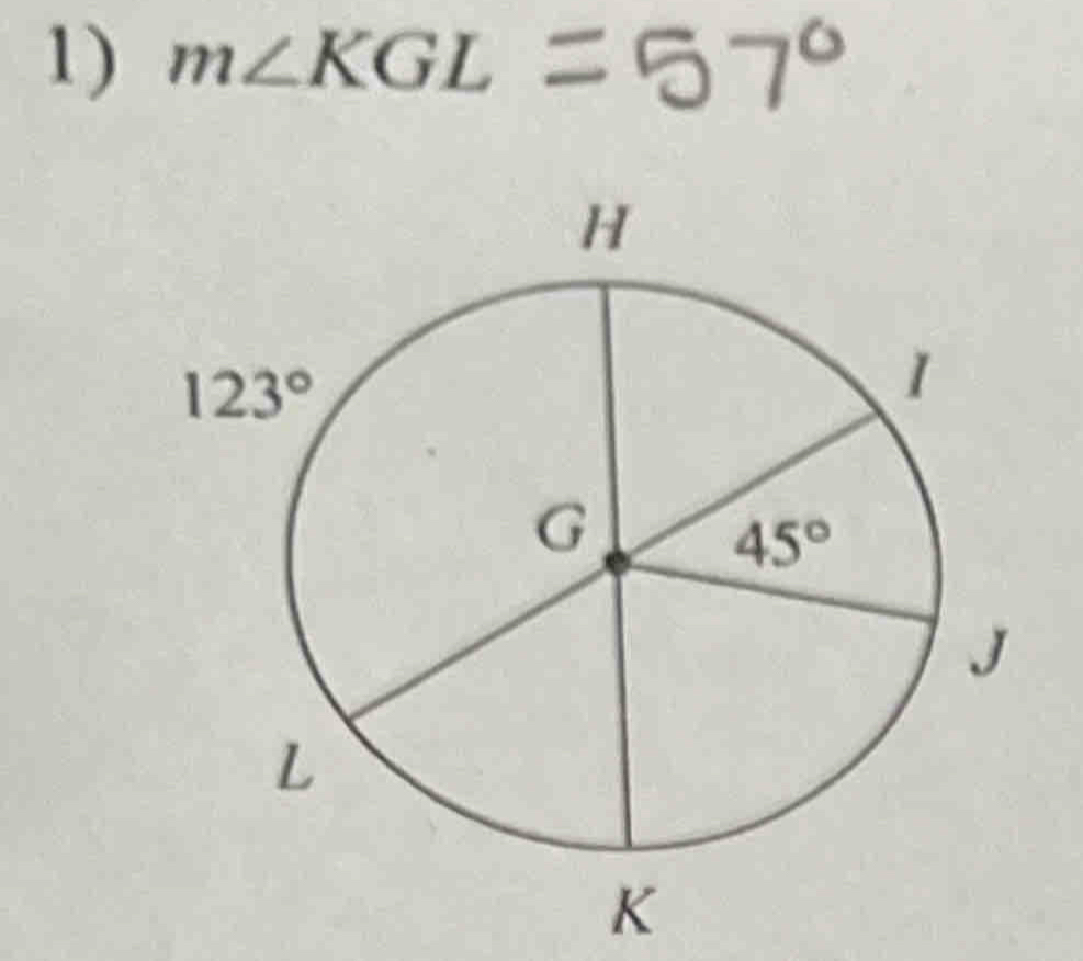 m∠ KGL=57°
K