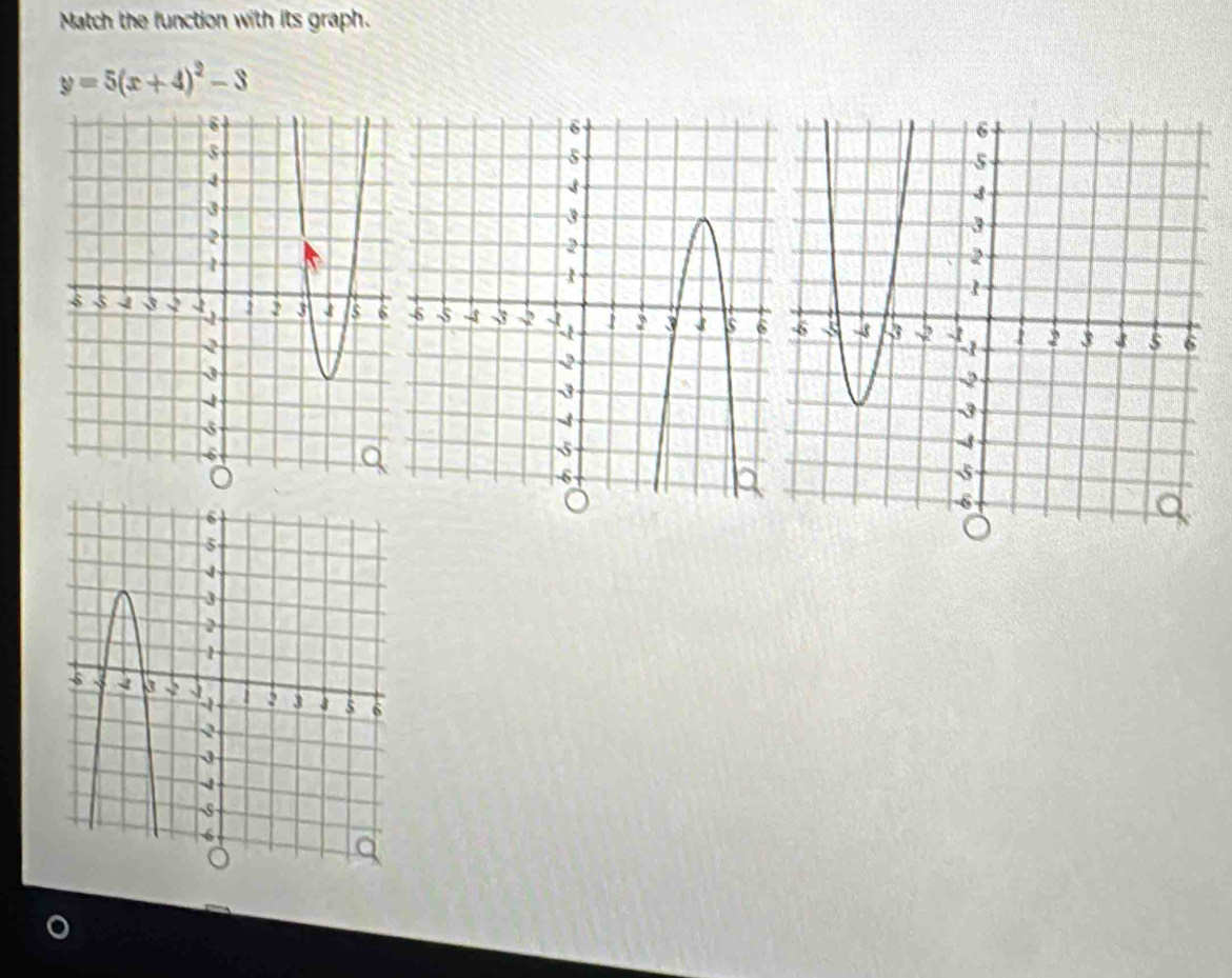 Match the function with its graph.
y=5(x+4)^2-3