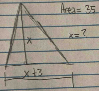 Area=35
x= ?
x+3