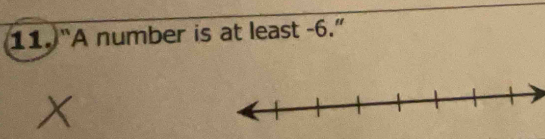 “A number is at least -6.”
X