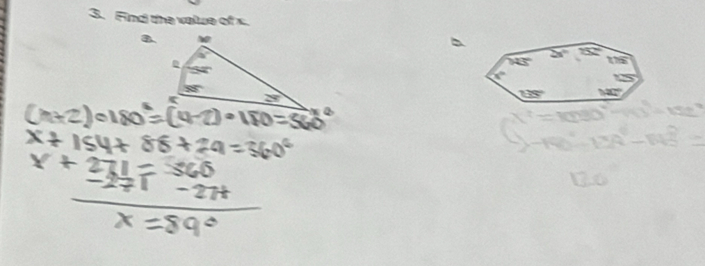 2x° 75°
143°
a
20°