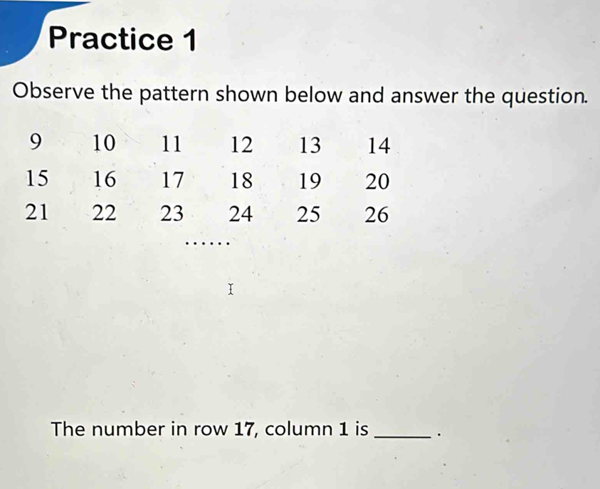 Solved: Practice 1 Observe the pattern shown below and answer the ...