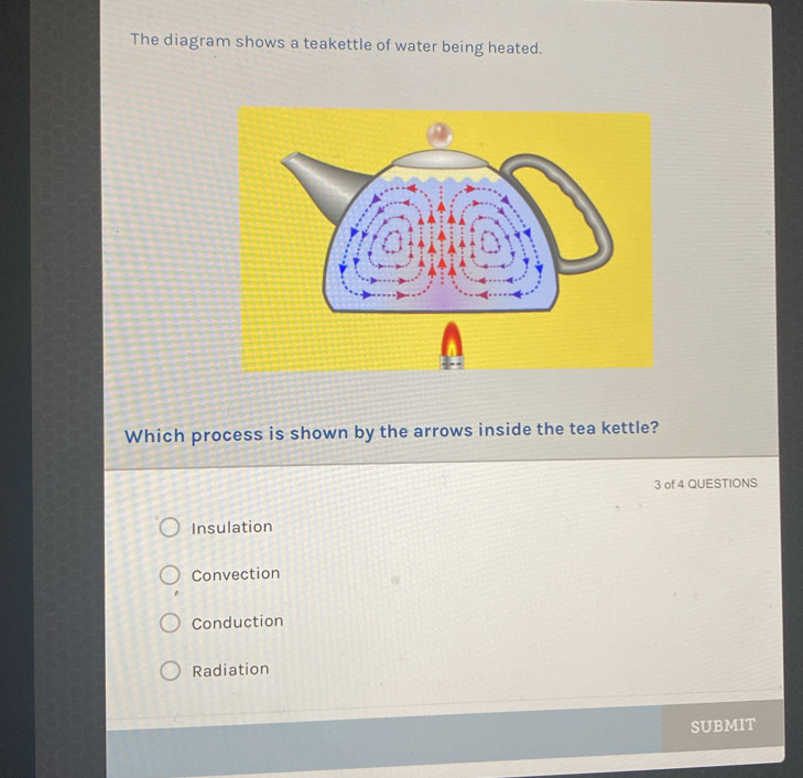 Solved: The diagram shows a teakettle of water being heated. Which ...