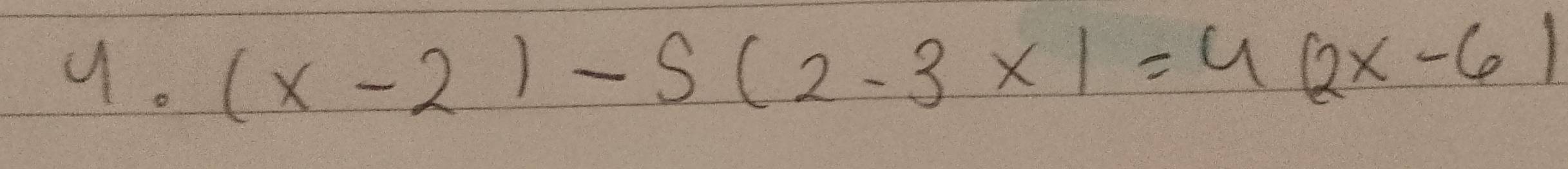 (x-2)-5(2-3x)=4(2x-6)