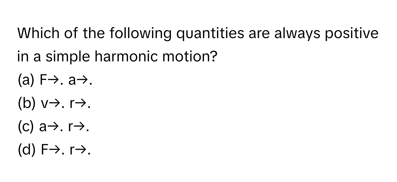 Solved: Which of the following quantities are always positive in a ...