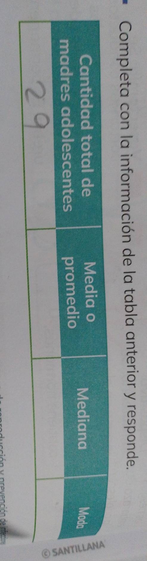 Completa con la información de la tabla anterior y responde. 
ción y prevención de infecciones