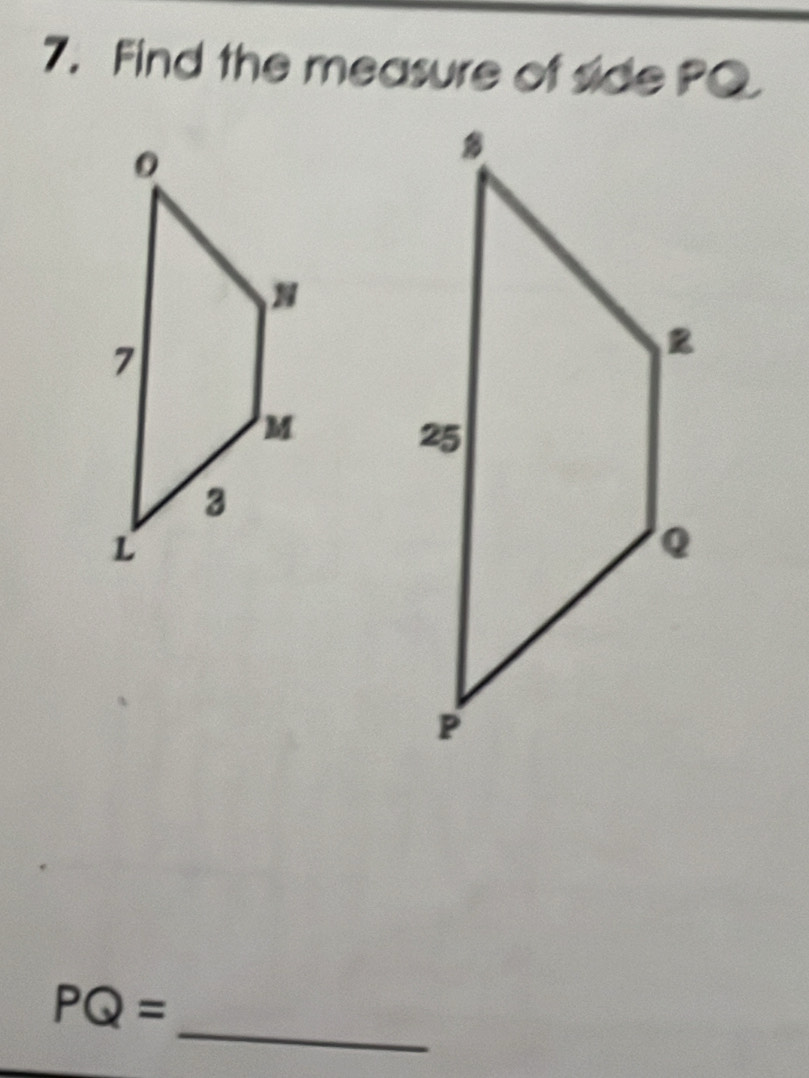 Find the measure of side PQ
_
PQ=