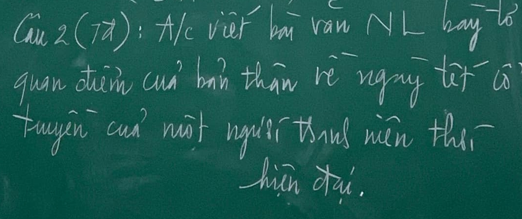 (1) 2(Tǎ): +e vier ba ván NL bay 
quan dam cuà ban thàn rè ngpy x ( 
Twuyin cnd mil ngust thns mán theí 
hn dul.