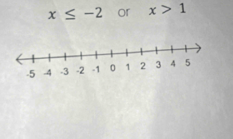 x≤ -2 or x>1