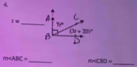 4
_ t=
_
_
m∠ ABC=
m∠ CBD=