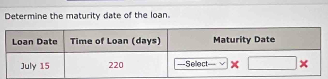 Determine the maturity date of the loan.