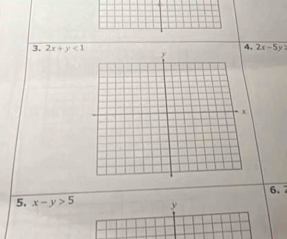 2x+y<1</tex> 4. 2x-5y
6、
5. x-y>5
y