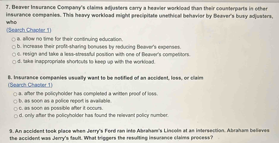 Solved: Beaver Insurance Company's claims adjusters carry a heavier ...