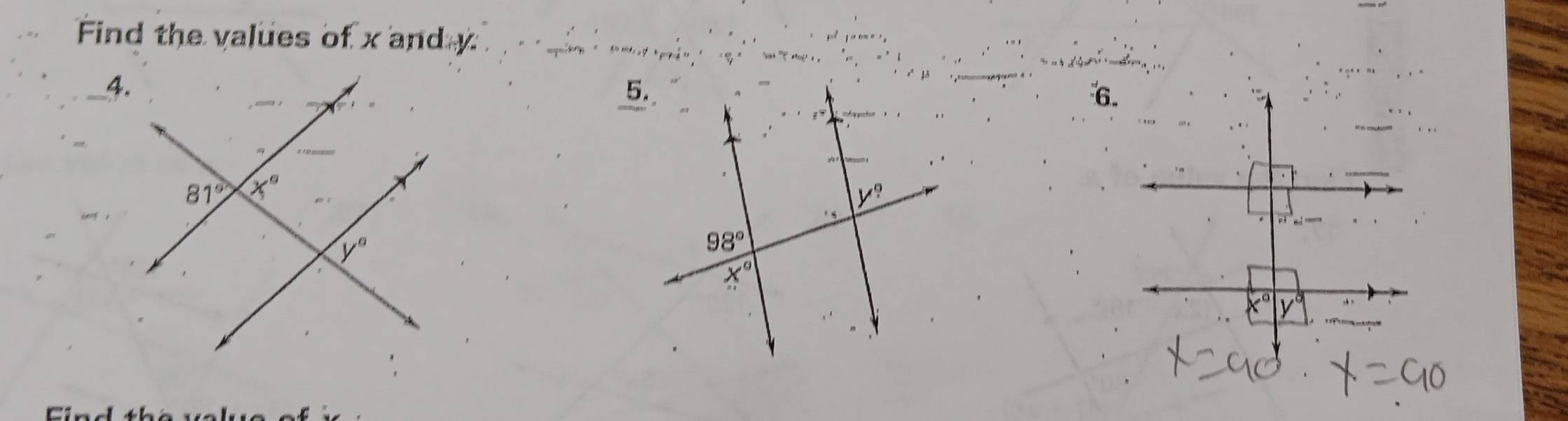 Find the values of x and y
6.
^circ 