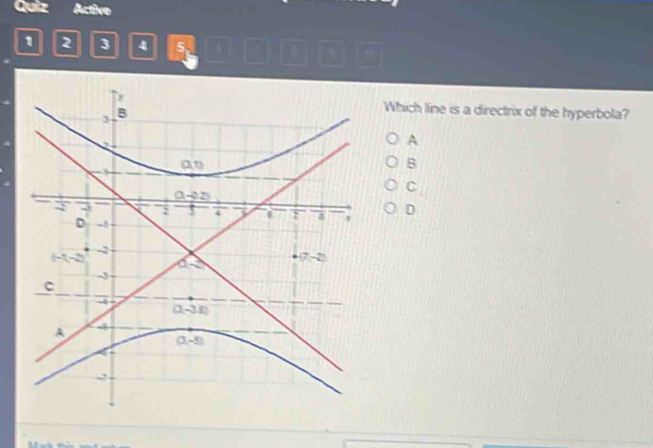 Solved: Active 1 2 3 4 5 Which line is a directrix of the hyperbola? A ...