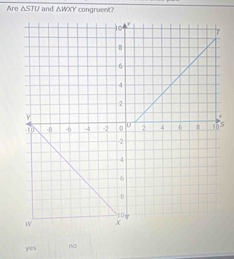 Are △ STU and △ WXY
yes
no