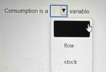 Consumption is a variable.
flow
stock