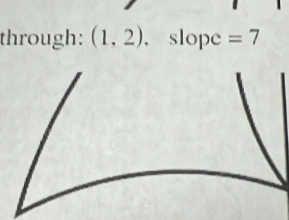 through: (1,2) , slope =7