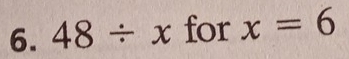 48/ x for x=6