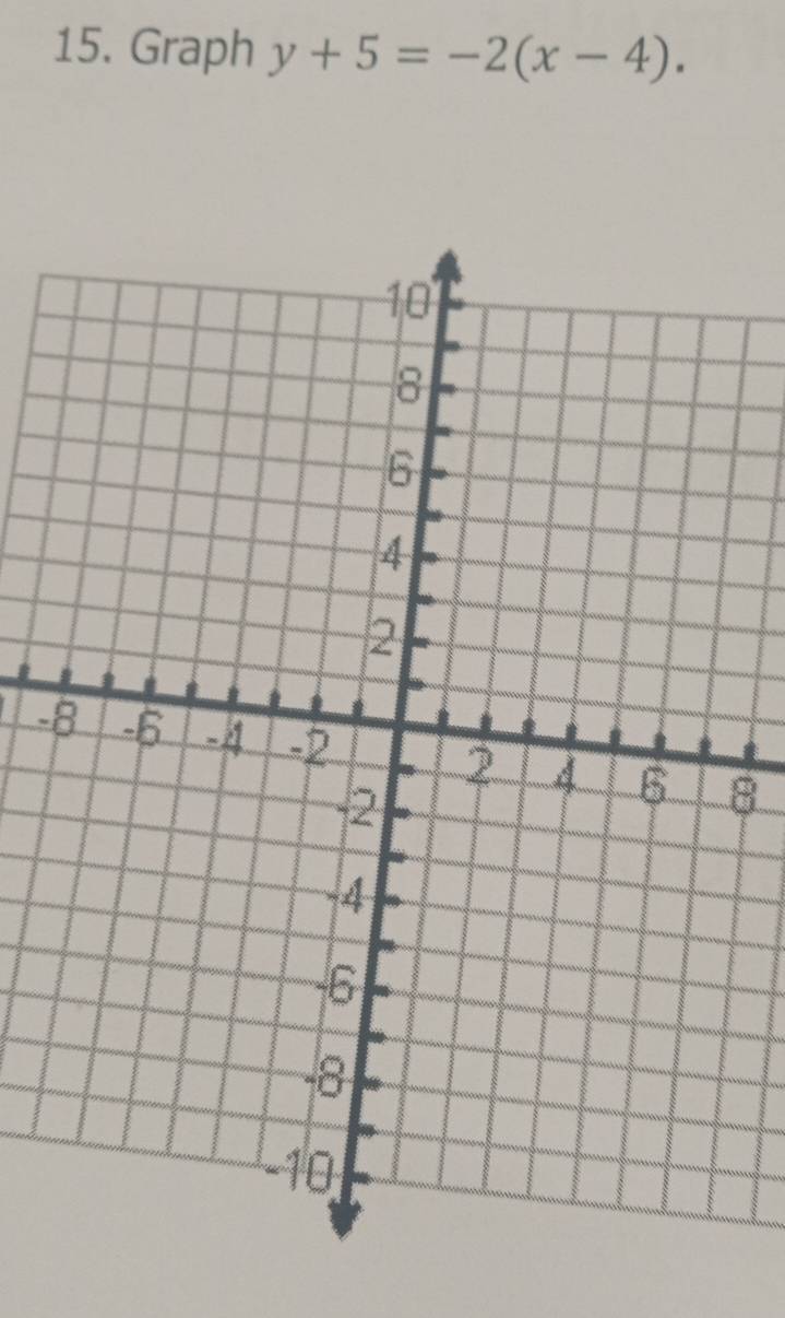 Graph y+5=-2(x-4).
-8