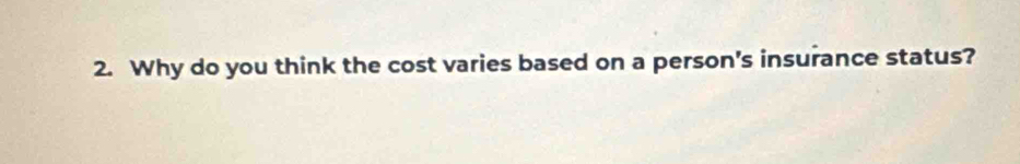 Why do you think the cost varies based on a person's insurance status?