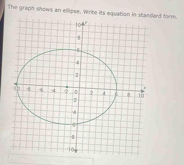 Solved: The graph shows an ellipse. Write its eqrd form. [Math]