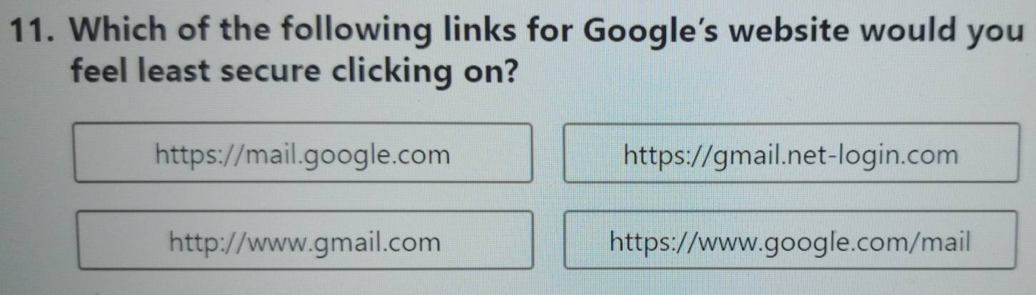Solved: Which of the following links for Google’s website would you ...