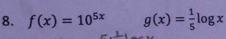 f(x)=10^(5x) g(x)= 1/5 log x