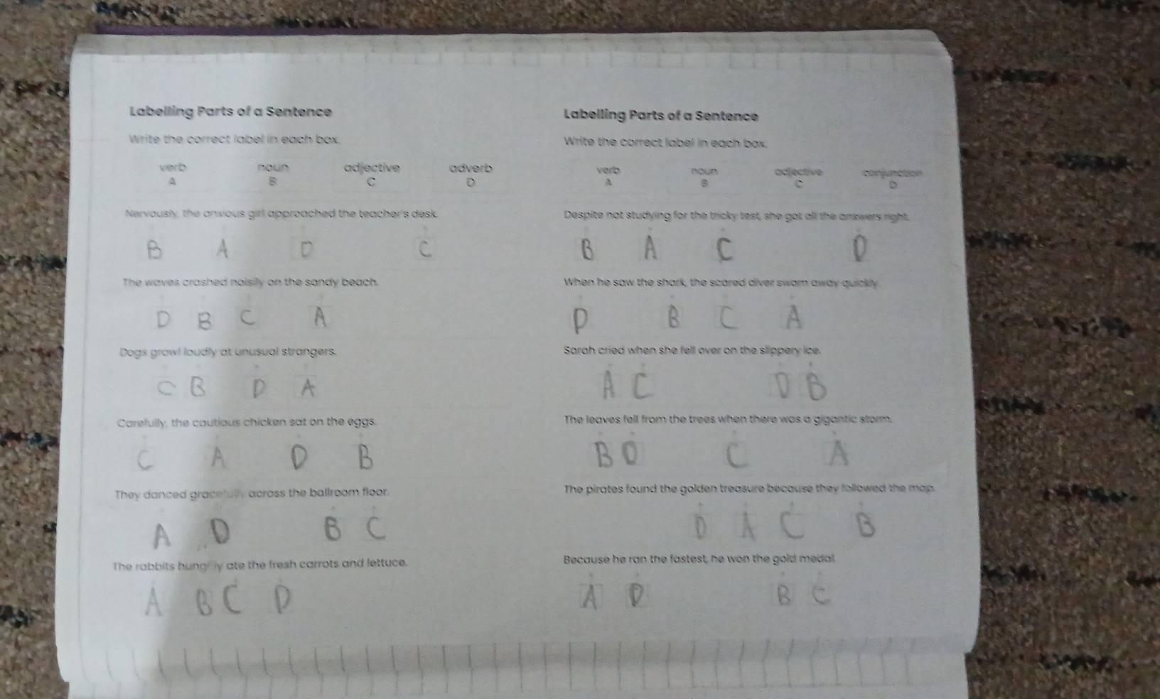 Solved: Labelling Parts of a Sentence Labelling Parts of a Sentence ...