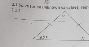 2.1 Solve for an unknown variables, rem
2.1.1