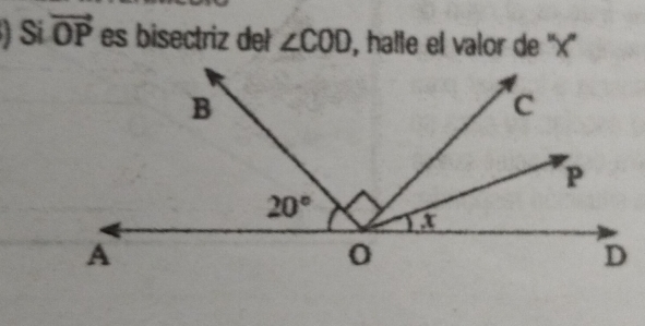 Resuelto:) Si vector OP es bisectriz deł ∠ COD , halle el valor de ''x''