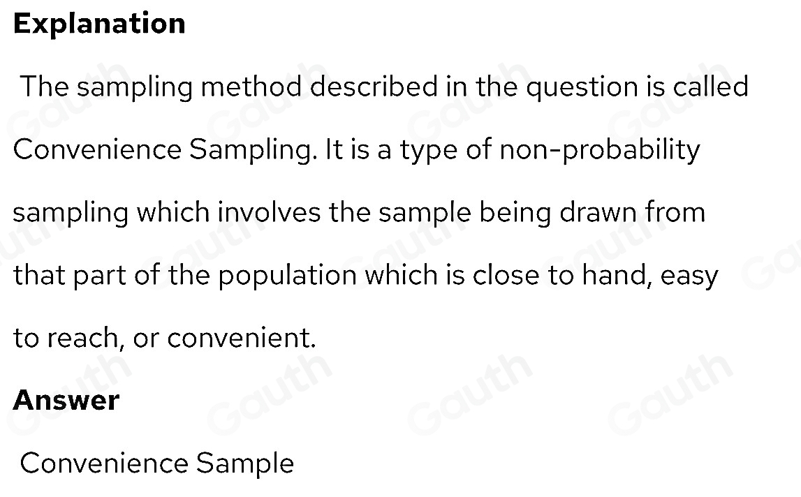 Resuelto:00:5 Identify the sample defined in the given statement. A ...