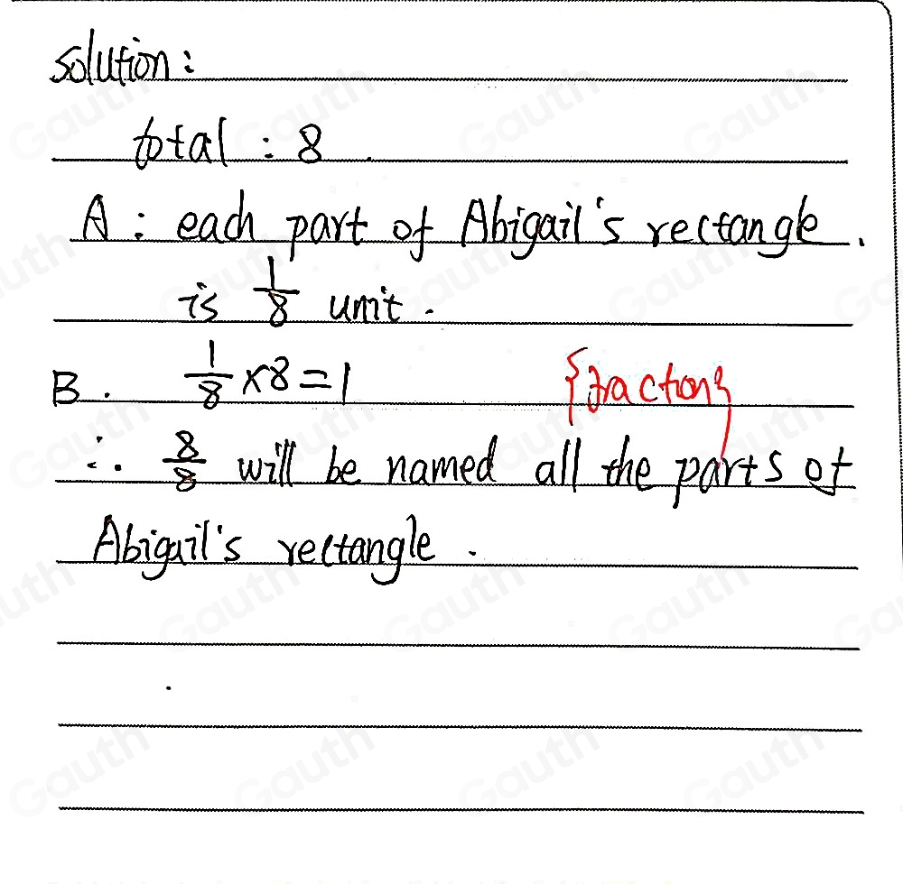Solved: Abigail draws a rectangle. She divides it into equal parts ...
