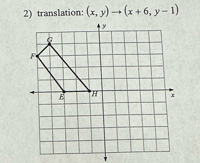 translation: (x,y)to (x+6,y-1)