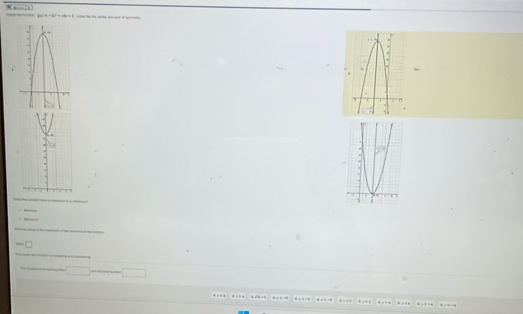 -1+
2=-2x^2+10x+3 Lite the the vrte and us of smmey
、
ma ft à t  
ft the sed te mmon o te mcmn of the trt
Frt wan to bston a maing aot n
The heaton a rcsning am □ □
n , > 4 th-1
ny>1 y>4 y>-4 y