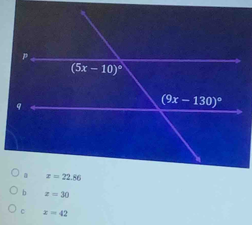 b x=30
C x=42